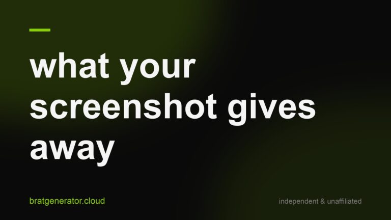 Dark title card with a soft green glow: what your screenshot gives away, in white lowercase type with a lime rule